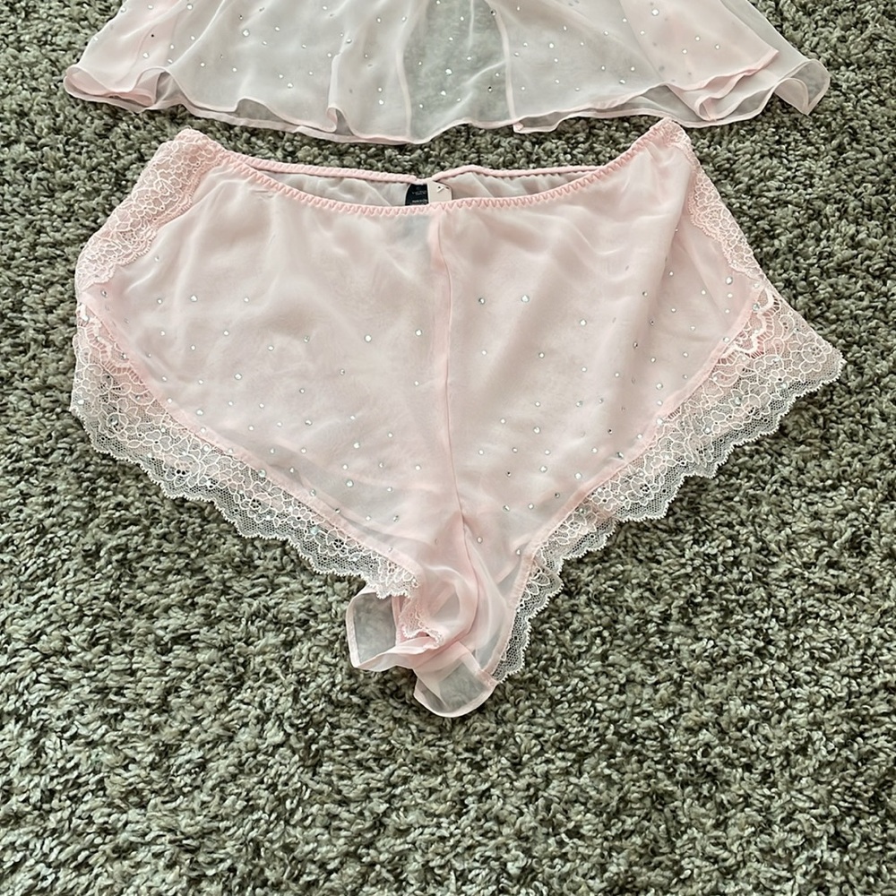 Victoria’s Secret Baby Pink Chiffon Jeweled Cami Set - Picture 4 of 12
